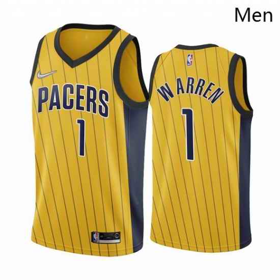 Men Indiana Pacers 1 T J  Warren Gold NBA Swingman 2020 21 Earned Edition Jersey